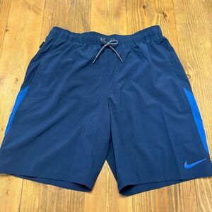 NIKE Swim Men's Swim Trunks Shorts Blue NESSA482 Mesh Brief Lined Size Large NWT